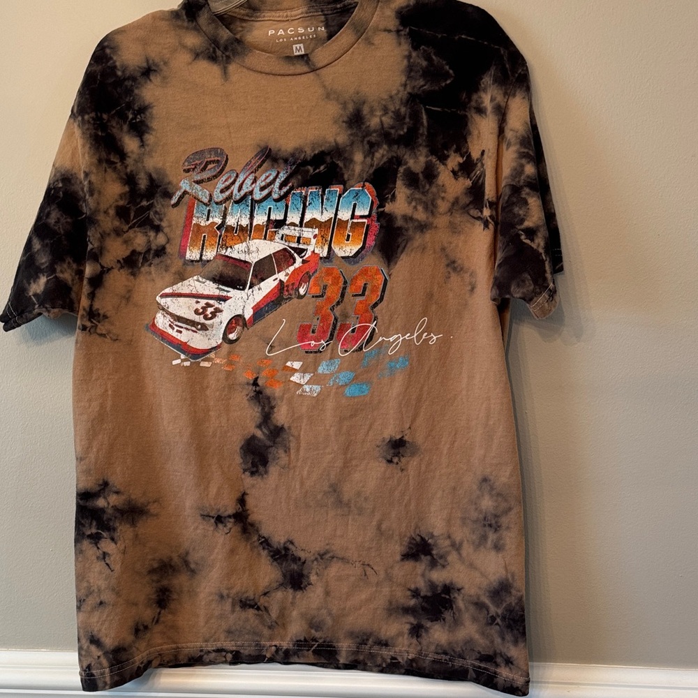 PacSun Black and Brown Tie-Dye Racing Tee